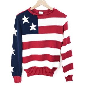 VINTAGE American Flag Sweater Size Small